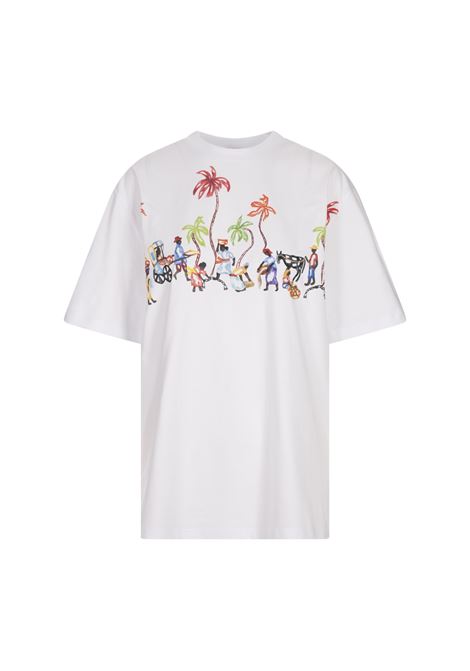 T-Shirt Bianca Con Stampa Mercanti STELLA JEAN | SS25SJT2620001